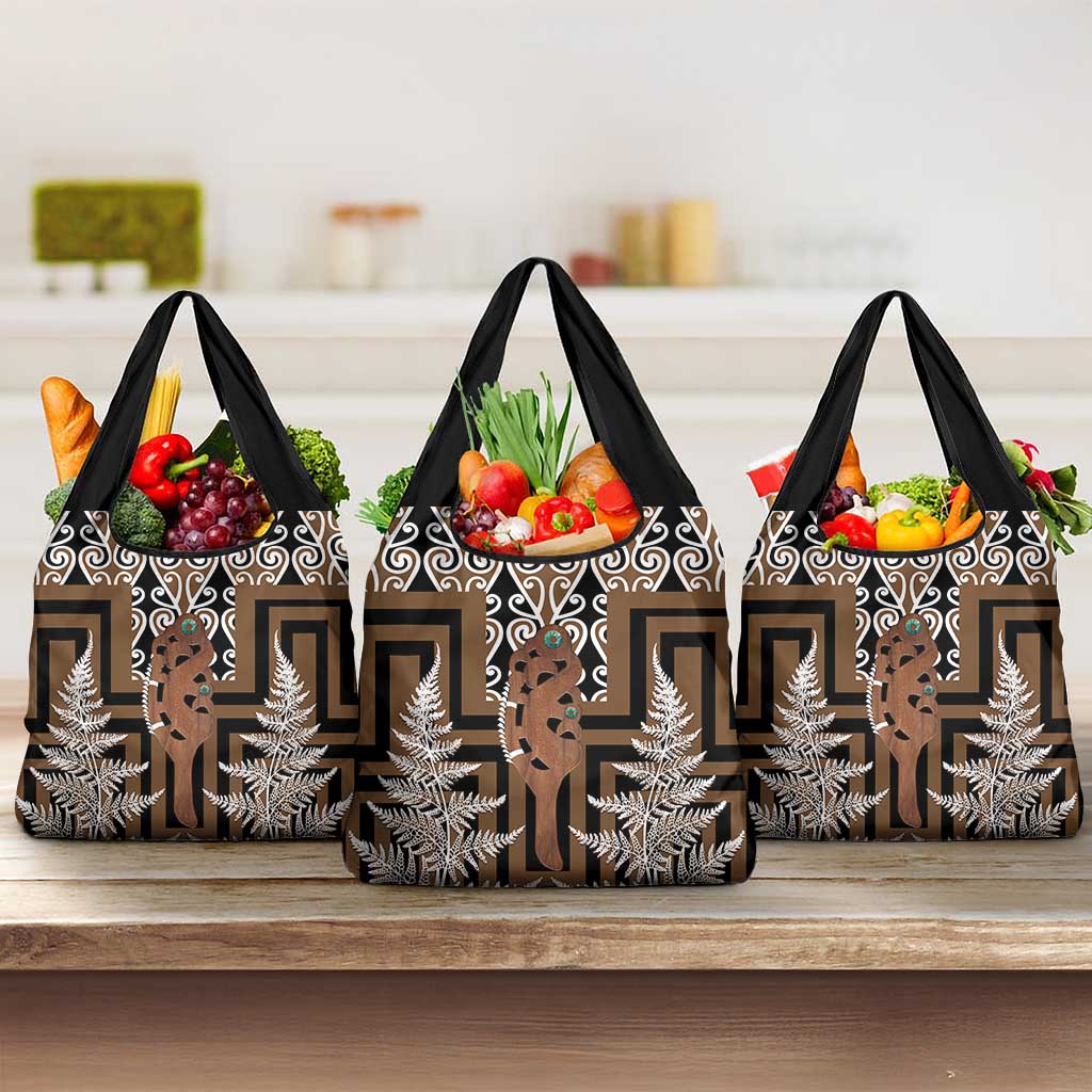 New Zealand Grocery Bag Maori Maripi Knife With Poutama Art LT14 3-pack One Size Brown - Polynesian Pride