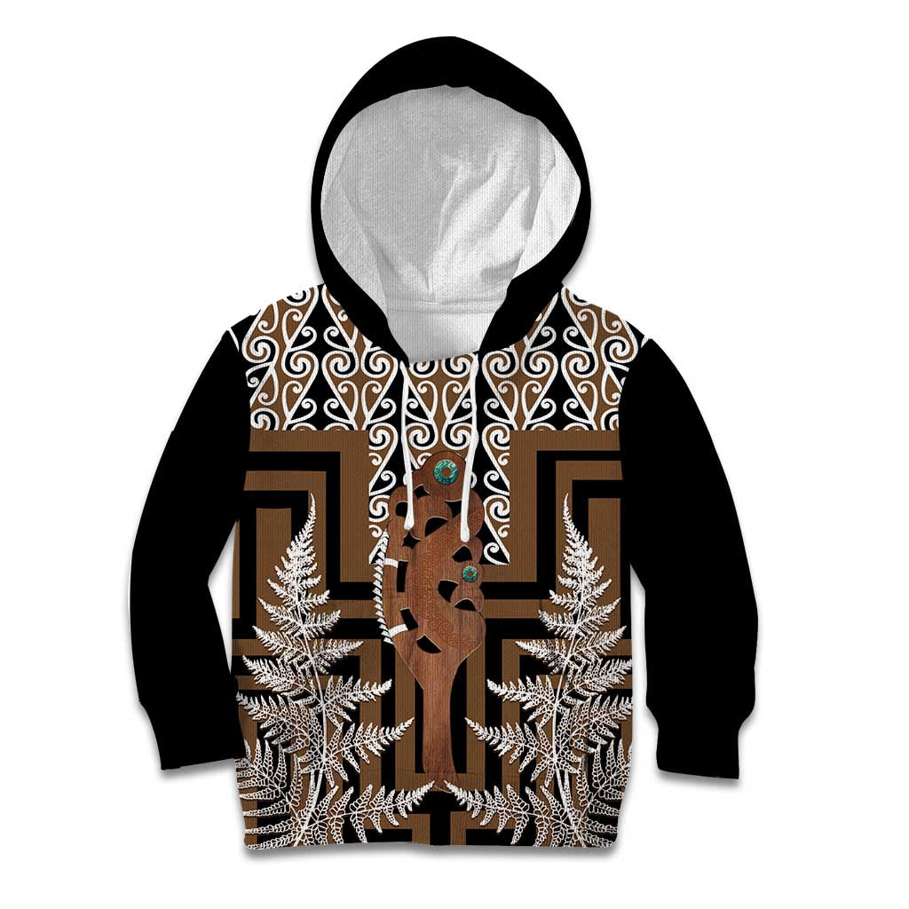 New Zealand Kid Hoodie Maori Maripi Knife With Poutama Art