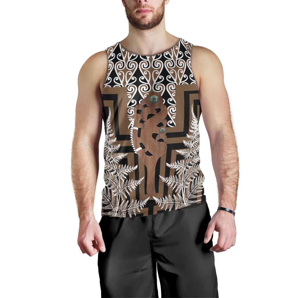 New Zealand Men Tank Top Maori Maripi Knife With Poutama Art LT14 - Polynesian Pride