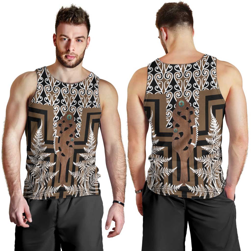 New Zealand Men Tank Top Maori Maripi Knife With Poutama Art LT14 - Polynesian Pride