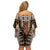 New Zealand Off Shoulder Short Dress Maori Maripi Knife With Poutama Art