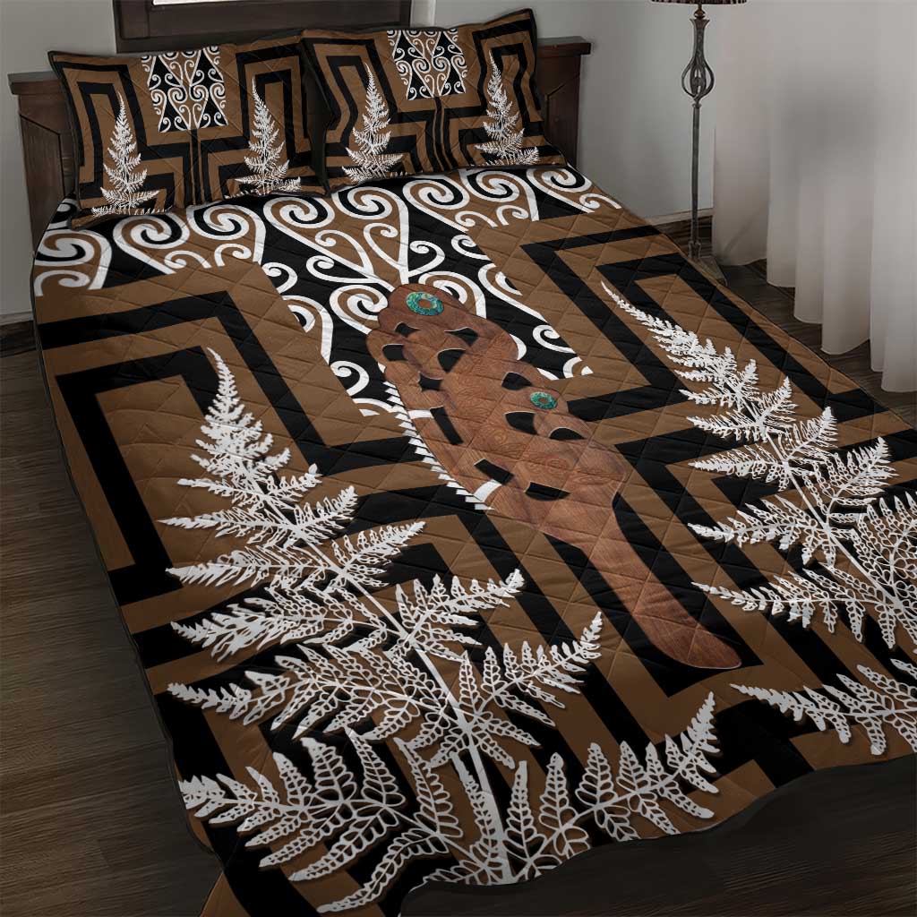 New Zealand Quilt Bed Set Maori Maripi Knife With Poutama Art