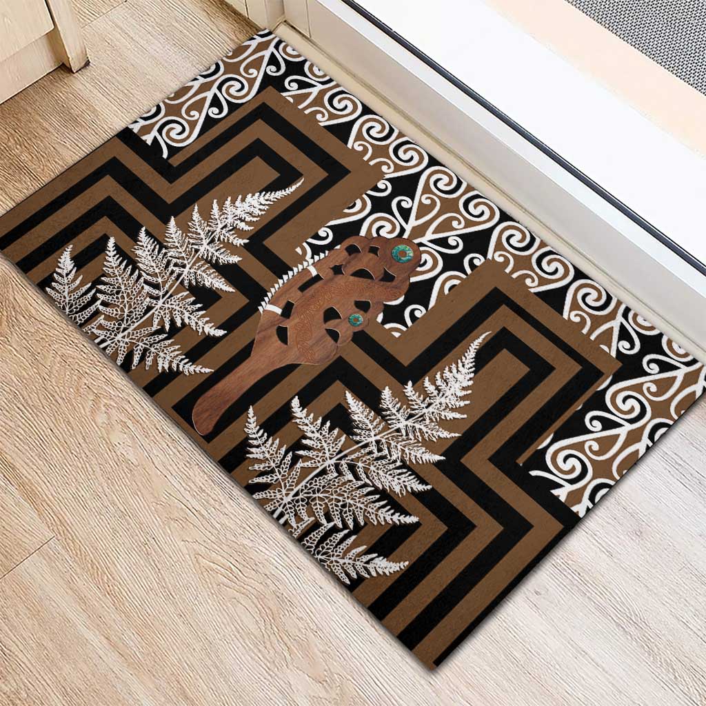 New Zealand Rubber Doormat Maori Maripi Knife With Poutama Art LT14 - Polynesian Pride