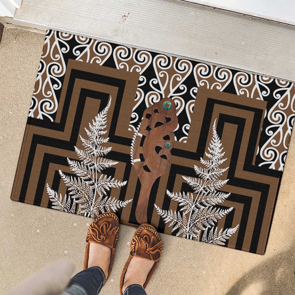 New Zealand Rubber Doormat Maori Maripi Knife With Poutama Art LT14 - Polynesian Pride