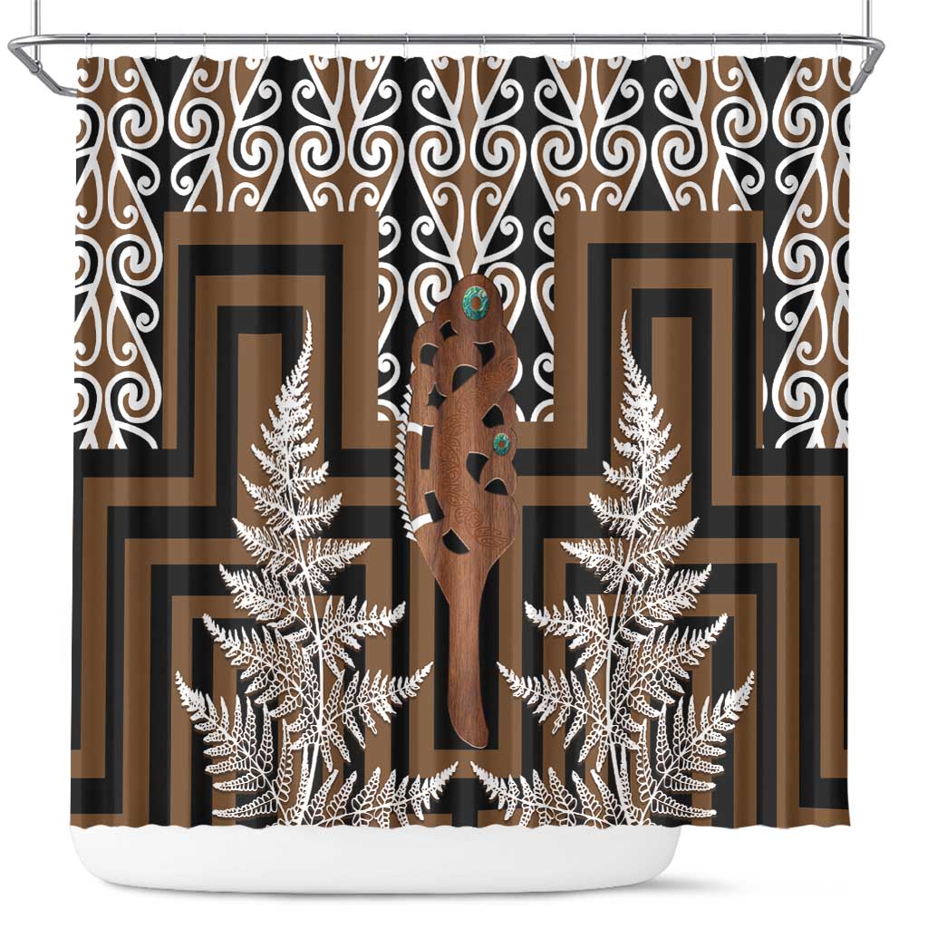 New Zealand Shower Curtain Maori Maripi Knife With Poutama Art