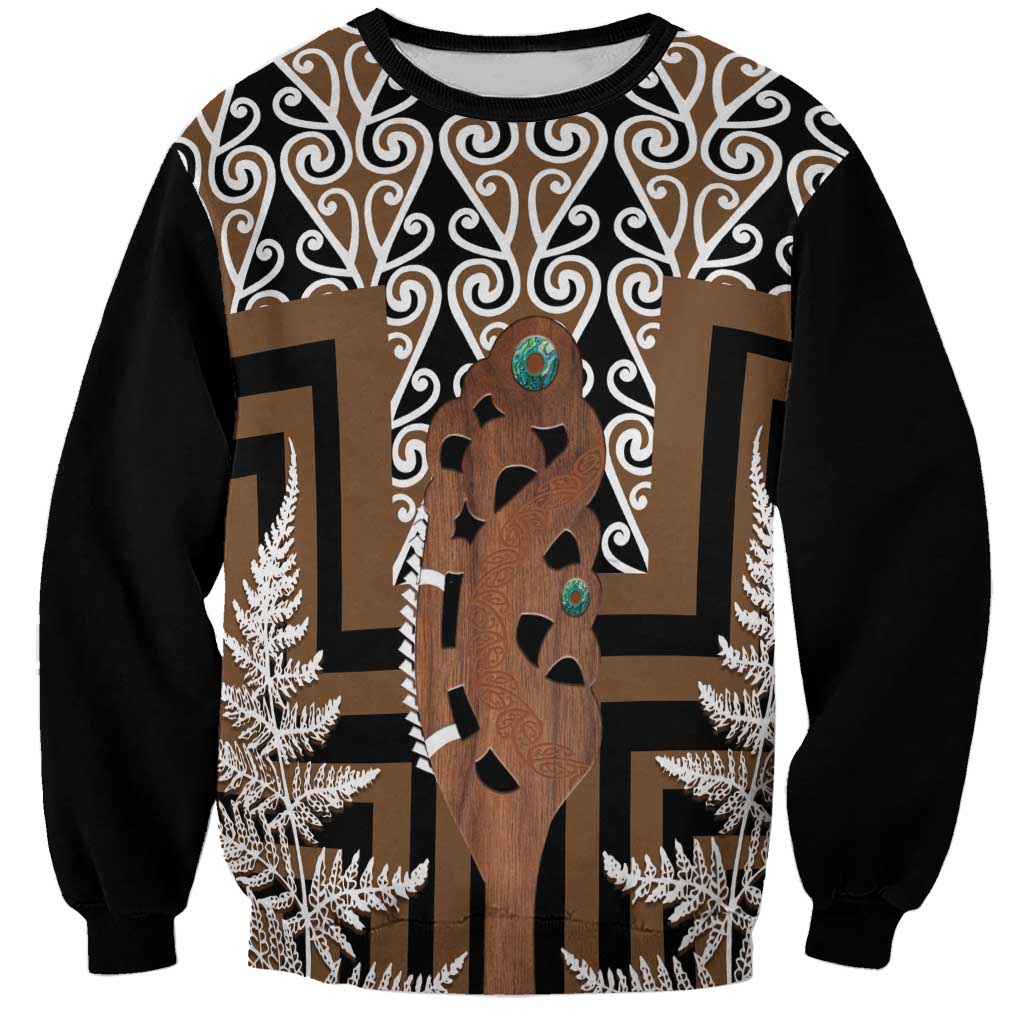 New Zealand Sweatshirt Maori Maripi Knife With Poutama Art LT14 Unisex Brown - Polynesian Pride
