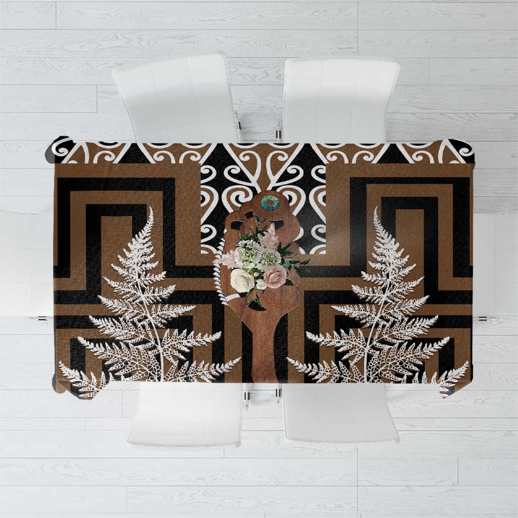 New Zealand Tablecloth Maori Maripi Knife With Poutama Art LT14 Brown - Polynesian Pride