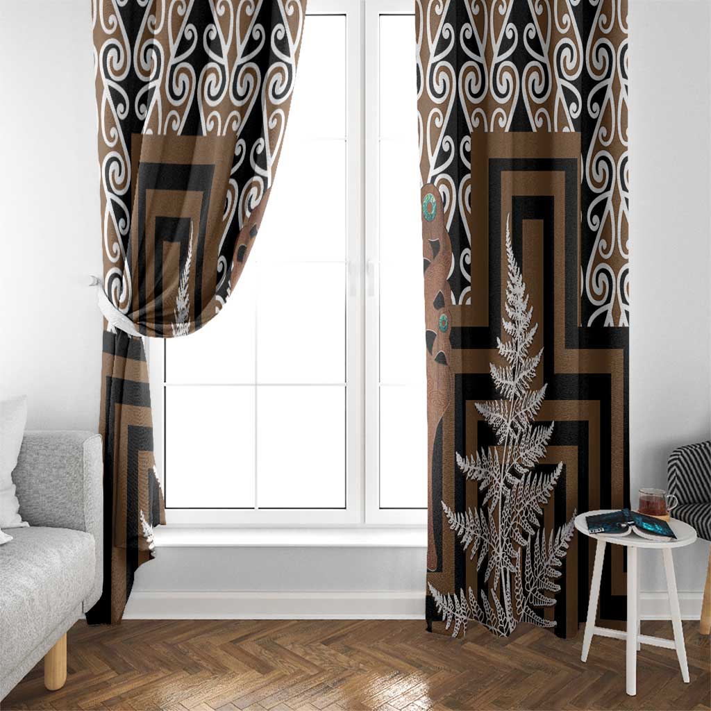 New Zealand Window Curtain Maori Maripi Knife With Poutama Art LT14 - Polynesian Pride
