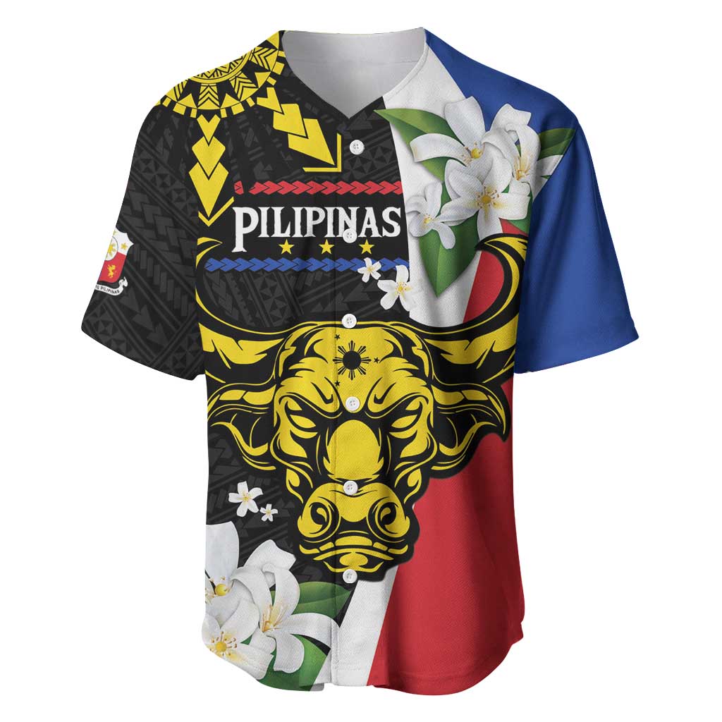 Personalised Philippines Carabao Baseball Jersey Filipino Sun Mix Sampaguita Flower
