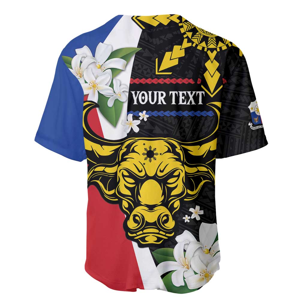 Personalised Philippines Carabao Baseball Jersey Filipino Sun Mix Sampaguita Flower