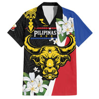 Personalised Philippines Carabao Family Matching Off Shoulder Short Dress and Hawaiian Shirt Filipino Sun Mix Sampaguita Flower
