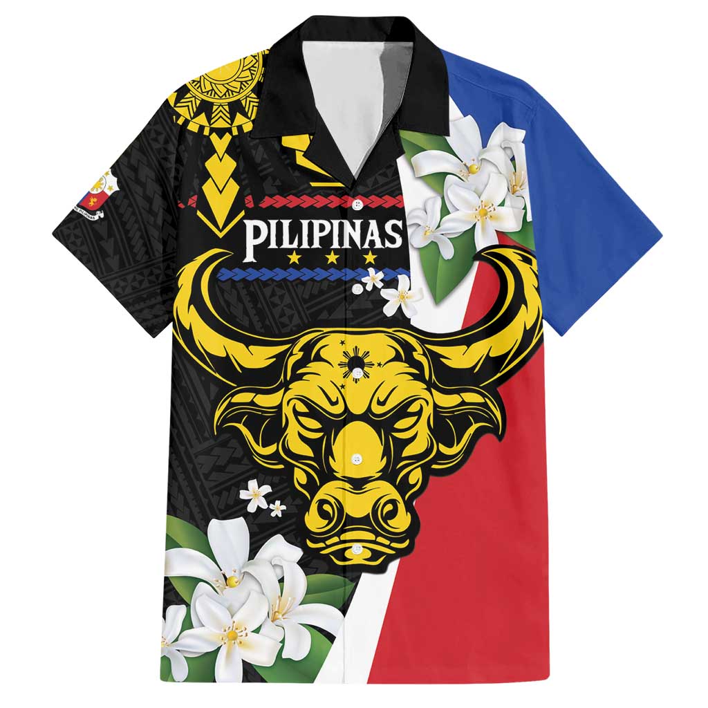 Personalised Philippines Carabao Hawaiian Shirt Filipino Sun Mix Sampaguita Flower
