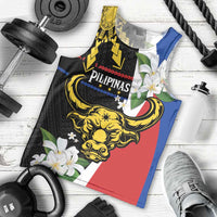 Personalised Philippines Carabao Men Tank Top Filipino Sun Mix Sampaguita Flower