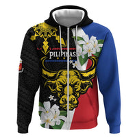 Personalised Philippines Carabao Zip Hoodie Filipino Sun Mix Sampaguita Flower