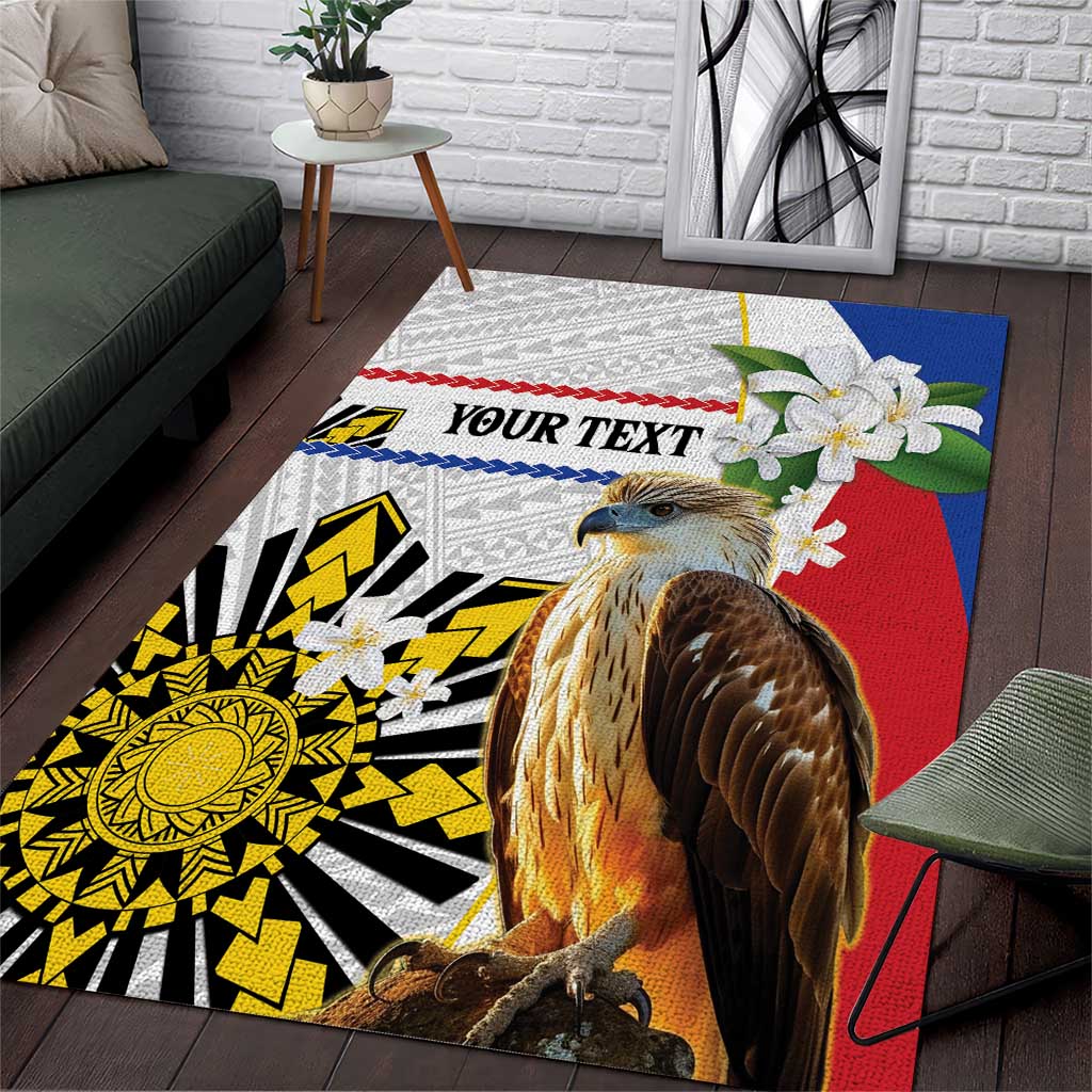 Personalised Philippines Eagle Area Rug Filipino Sun Mix Sampaguita Flower