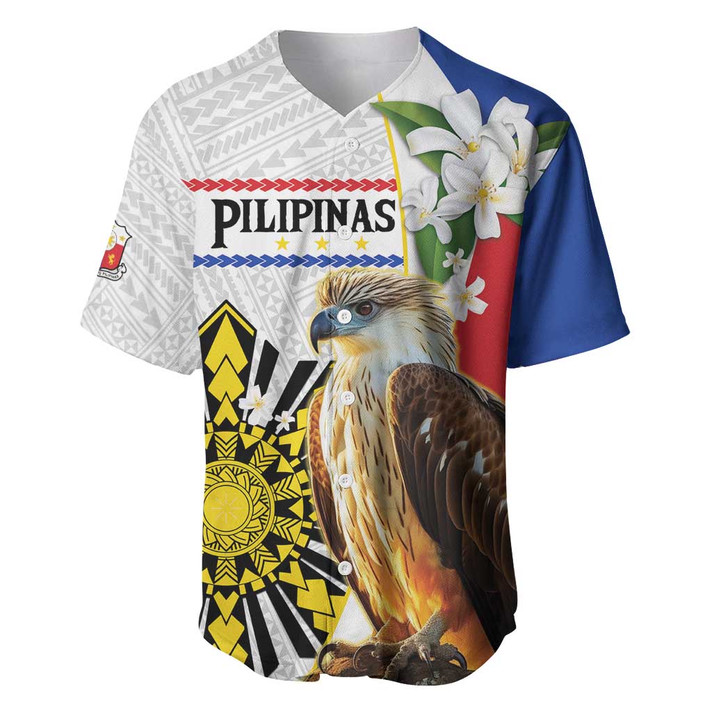 Personalised Philippines Eagle Baseball Jersey Filipino Sun Mix Sampaguita Flower