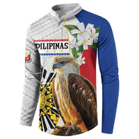 Personalised Philippines Eagle Button Sweatshirt Filipino Sun Mix Sampaguita Flower