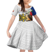 Personalised Philippines Eagle Family Matching Off Shoulder Short Dress and Hawaiian Shirt Filipino Sun Mix Sampaguita Flower