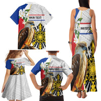 Personalised Philippines Eagle Family Matching Tank Maxi Dress and Hawaiian Shirt Filipino Sun Mix Sampaguita Flower