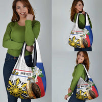 Personalised Philippines Eagle Grocery Bag Filipino Sun Mix Sampaguita Flower