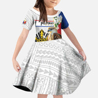 Personalised Philippines Eagle Kid Short Sleeve Dress Filipino Sun Mix Sampaguita Flower