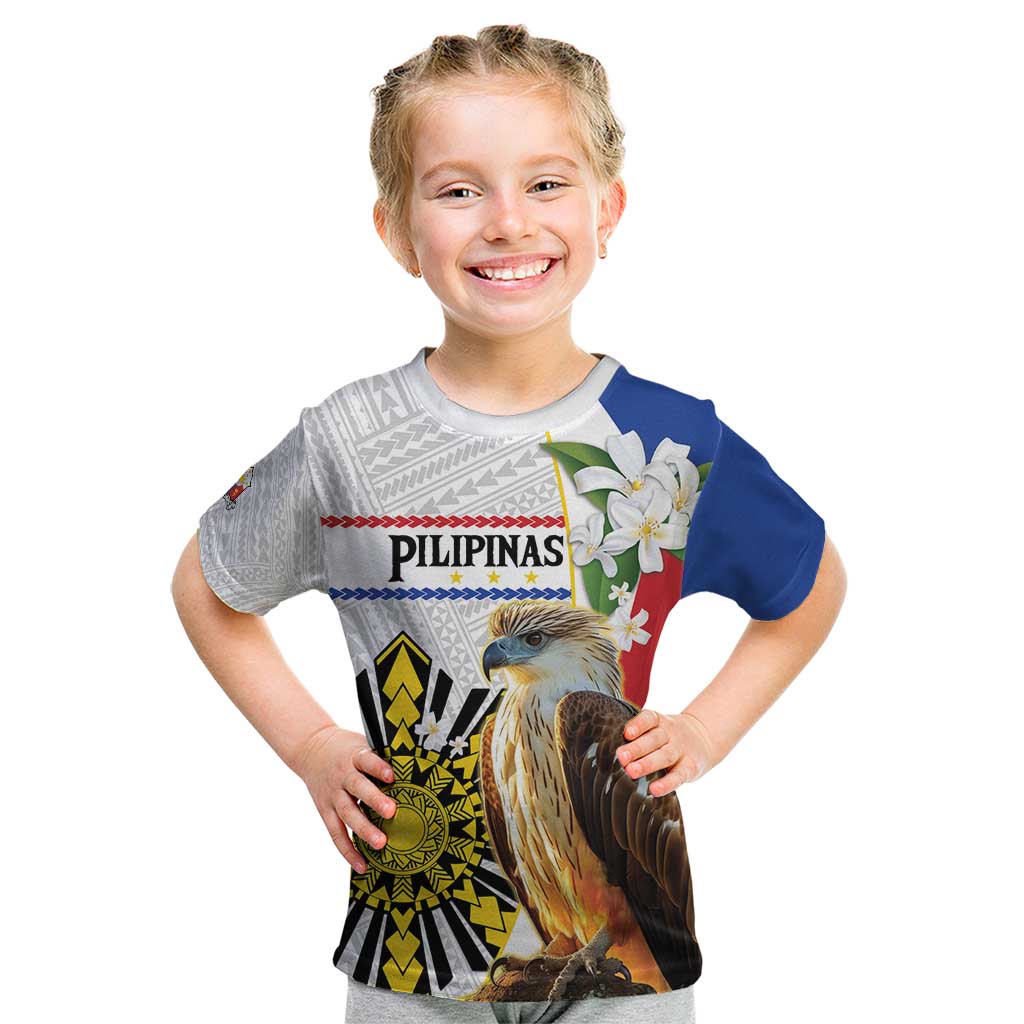 Personalised Philippines Eagle Kid T Shirt Filipino Sun Mix Sampaguita Flower