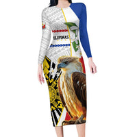 Personalised Philippines Eagle Long Sleeve Bodycon Dress Filipino Sun Mix Sampaguita Flower