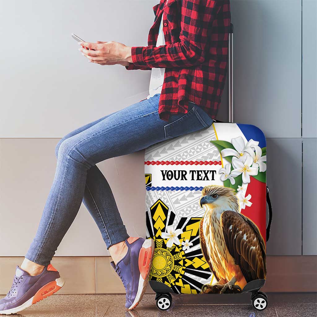 Personalised Philippines Eagle Luggage Cover Filipino Sun Mix Sampaguita Flower