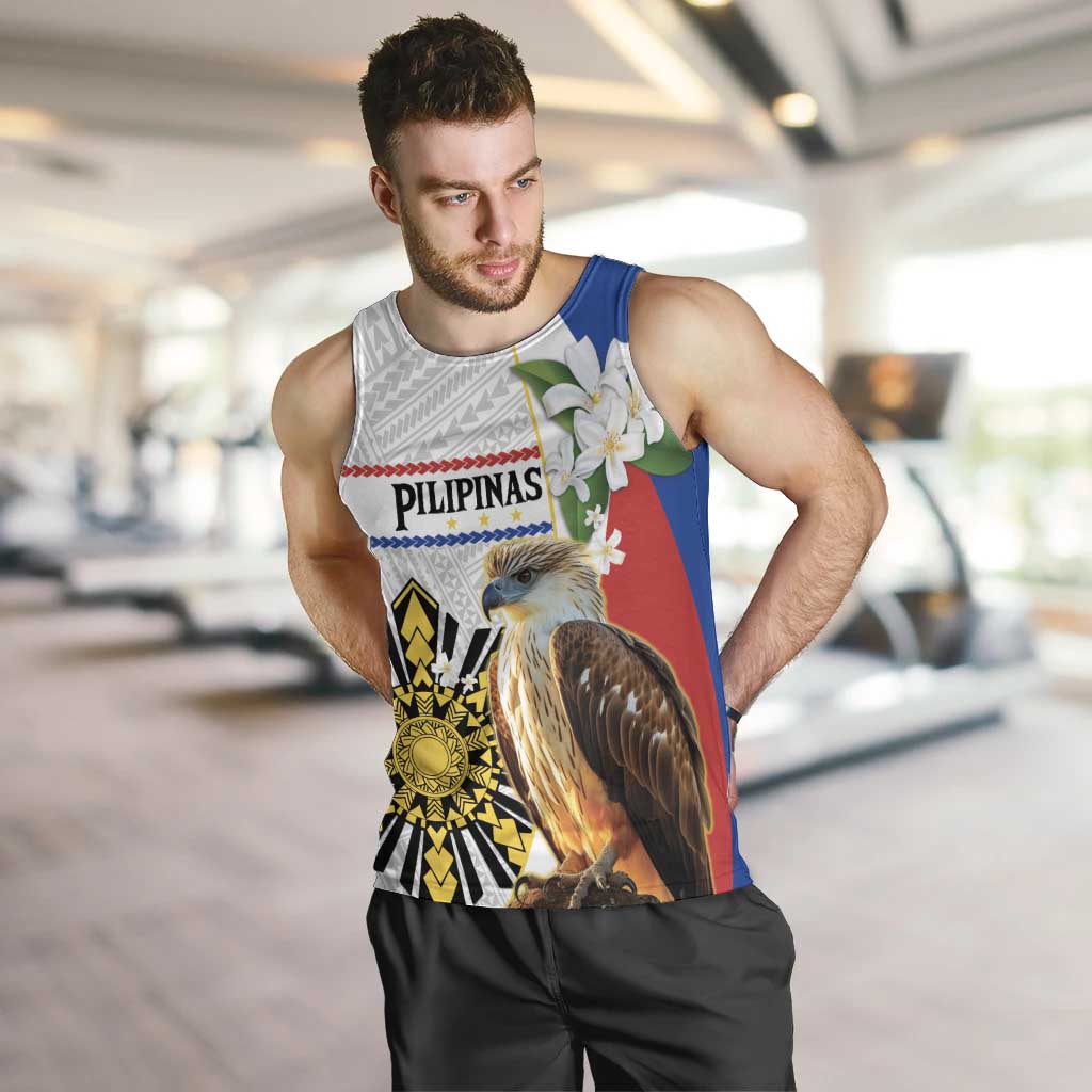 Personalised Philippines Eagle Men Tank Top Filipino Sun Mix Sampaguita Flower