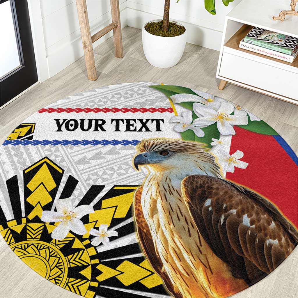 Personalised Philippines Eagle Round Carpet Filipino Sun Mix Sampaguita Flower