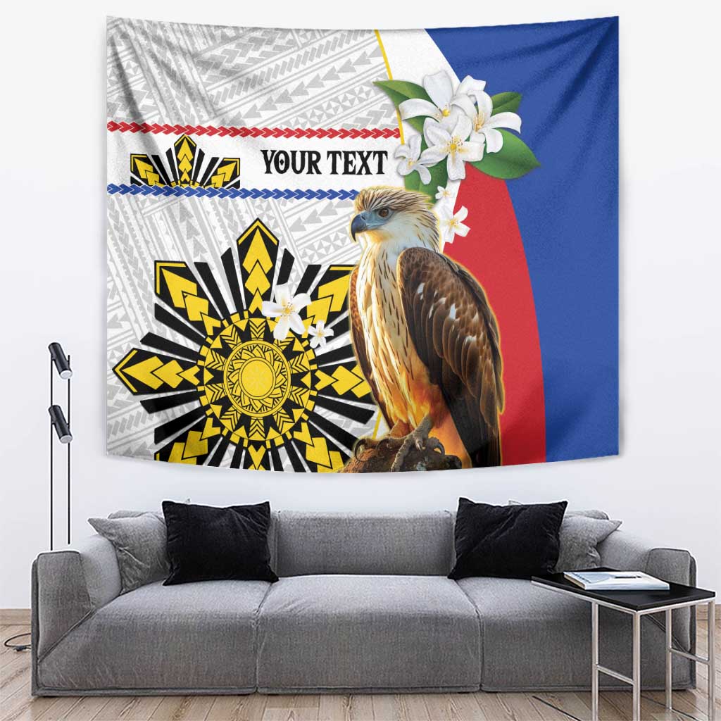 Personalised Philippines Eagle Tapestry Filipino Sun Mix Sampaguita Flower