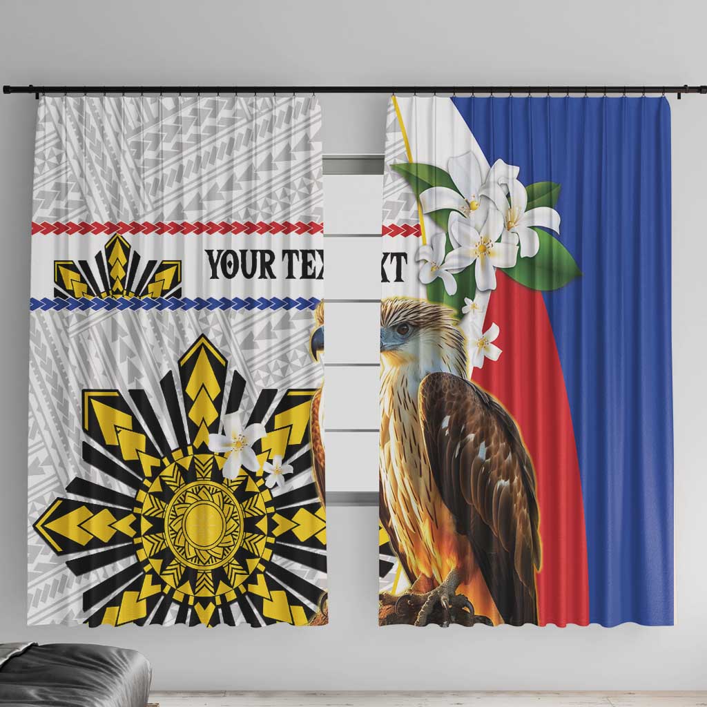 Personalised Philippines Eagle Window Curtain Filipino Sun Mix Sampaguita Flower