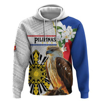 Personalised Philippines Eagle Zip Hoodie Filipino Sun Mix Sampaguita Flower