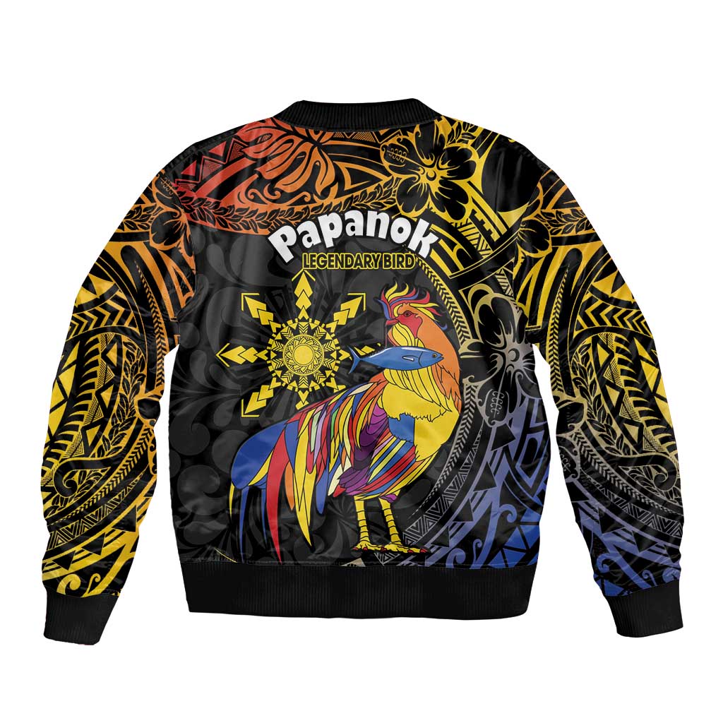 Philippines Sarimanok Bomber Jacket Papanok Legendary Bird Okir Polynesian Pattern