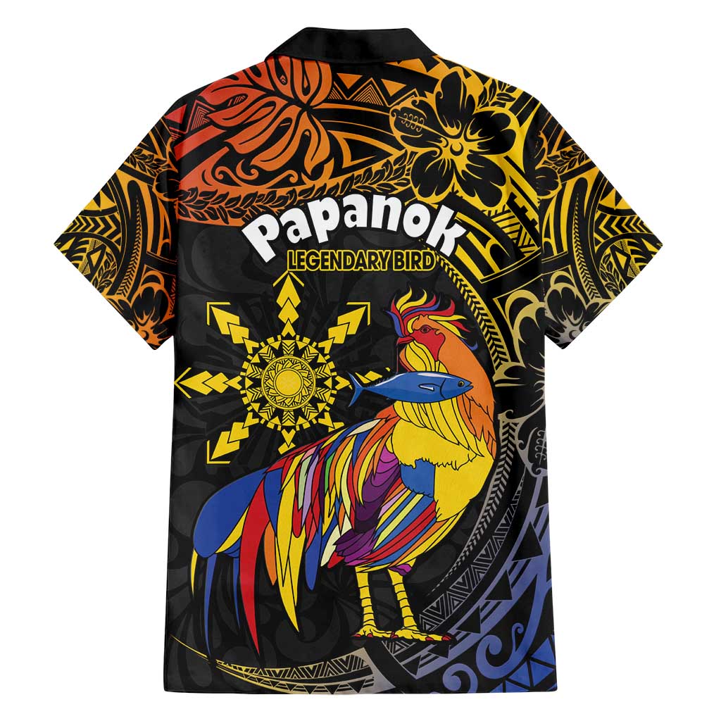 Philippines Sarimanok Family Matching Off Shoulder Short Dress and Hawaiian Shirt Papanok Legendary Bird Okir Polynesian Pattern