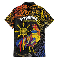 Philippines Sarimanok Family Matching Off Shoulder Short Dress and Hawaiian Shirt Papanok Legendary Bird Okir Polynesian Pattern
