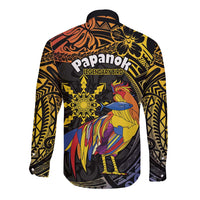 Philippines Sarimanok Long Sleeve Button Shirt Papanok Legendary Bird Okir Polynesian Pattern