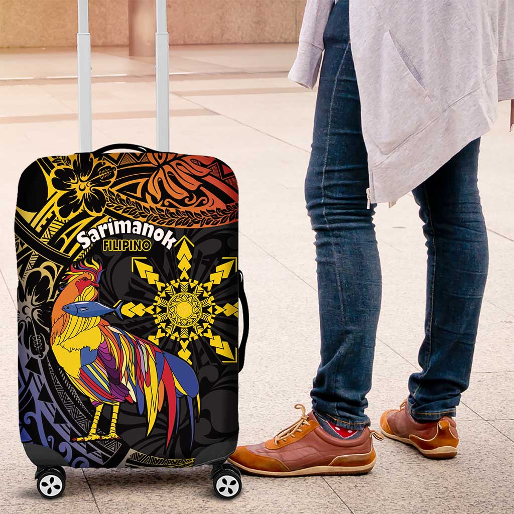 Philippines Sarimanok Luggage Cover Papanok Legendary Bird Okir Polynesian Pattern