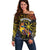 Philippines Sarimanok Off Shoulder Sweater Papanok Legendary Bird Okir Polynesian Pattern