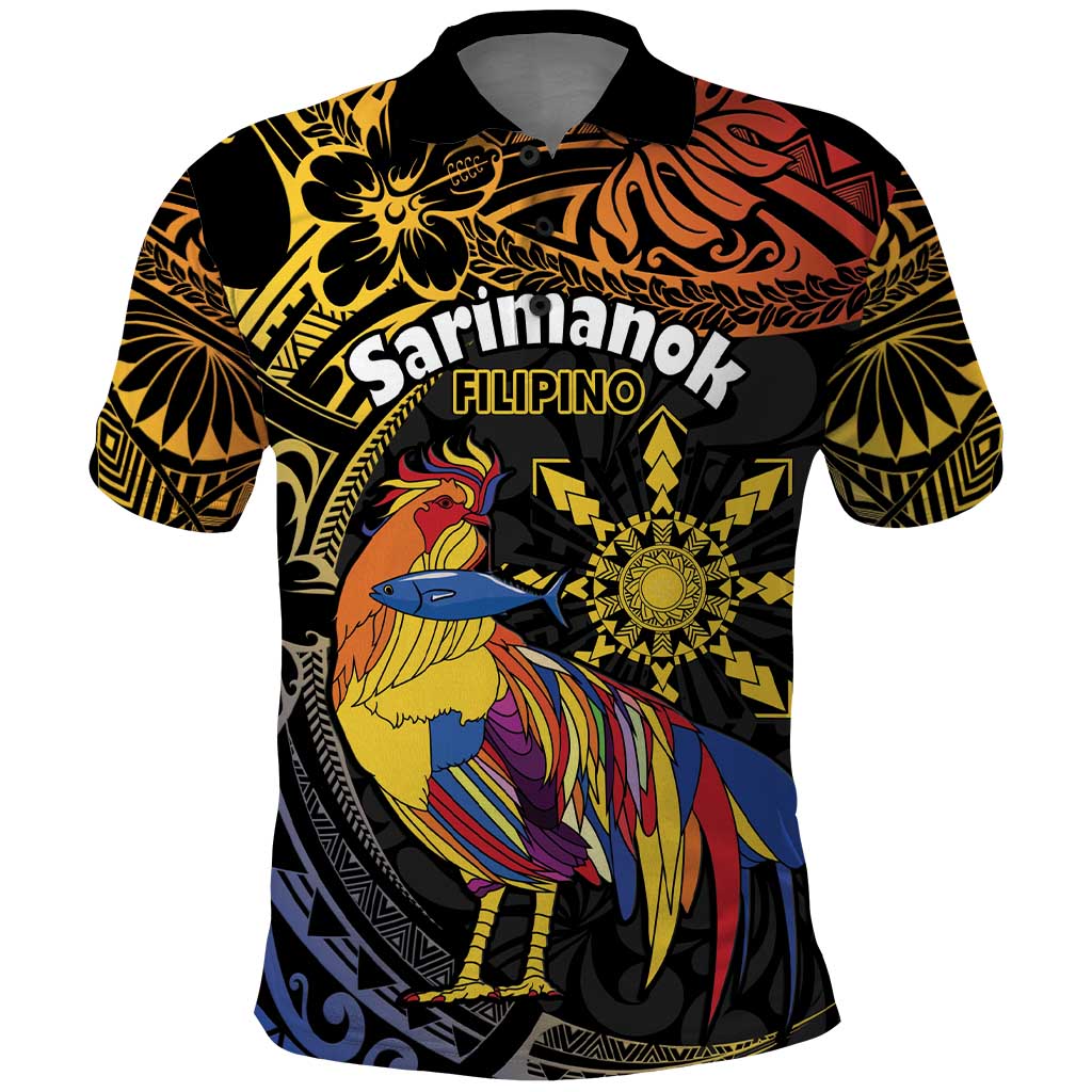 Philippines Sarimanok Polo Shirt Papanok Legendary Bird Okir Polynesian Pattern