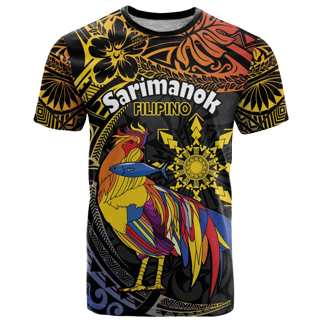 Philippines Sarimanok T Shirt Papanok Legendary Bird Okir Polynesian Pattern