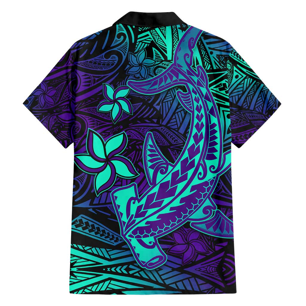 Purple Polynesian Family Matching Long Sleeve Bodycon Dress and Hawaiian Shirt Tribal Hammerhead Shark LT14