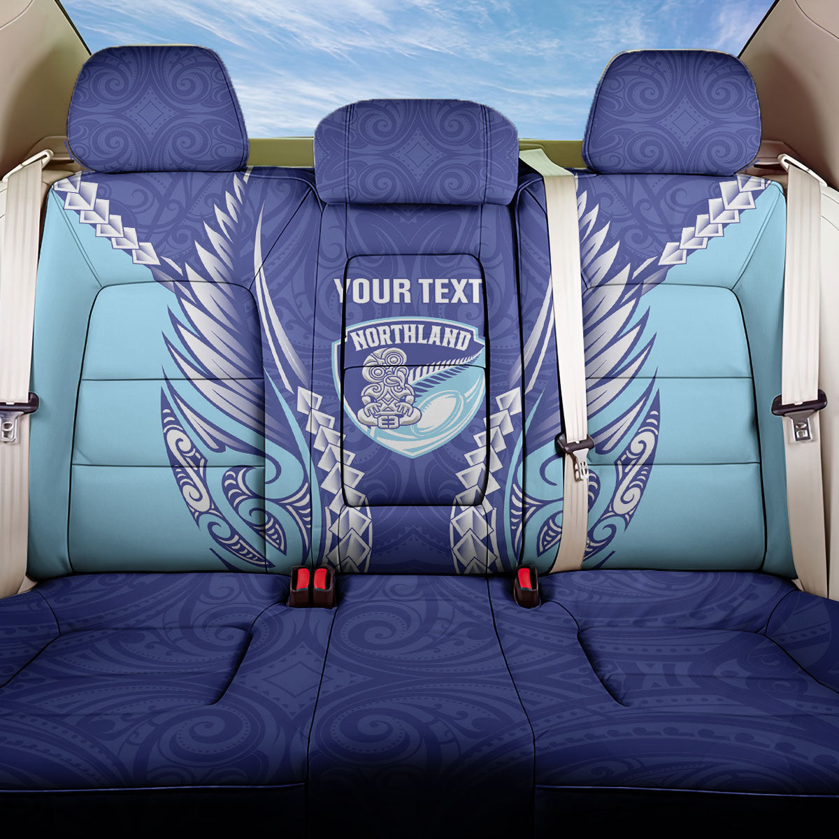 Northland 2026 Rugby Custom Back Car Seat Cover NZ Maori Silver Fern LT14 One Size Blue - Polynesian Pride