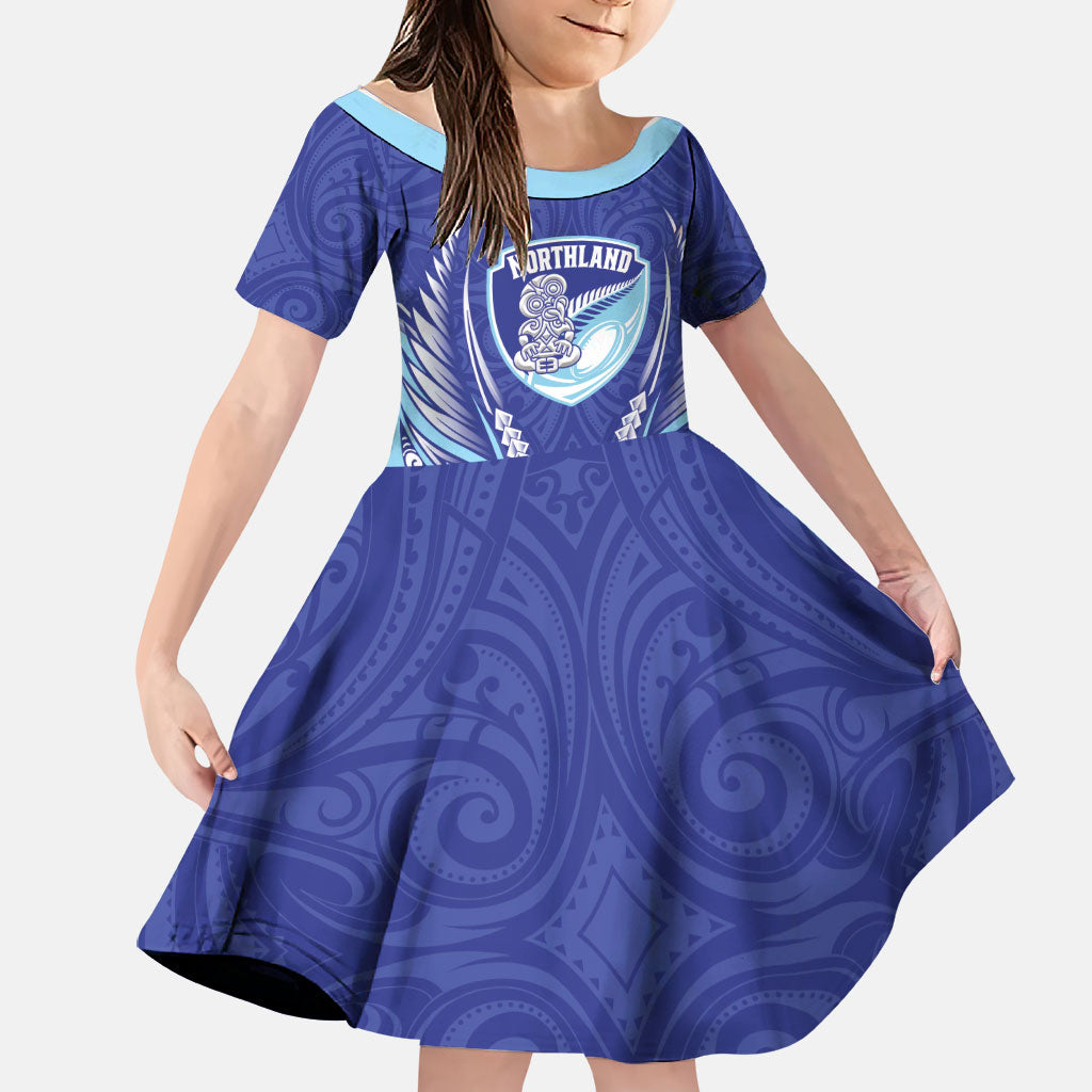Northland 2026 Rugby Custom Family Matching Off The Shoulder Long Sleeve Dress and Hawaiian Shirt NZ Maori Silver Fern