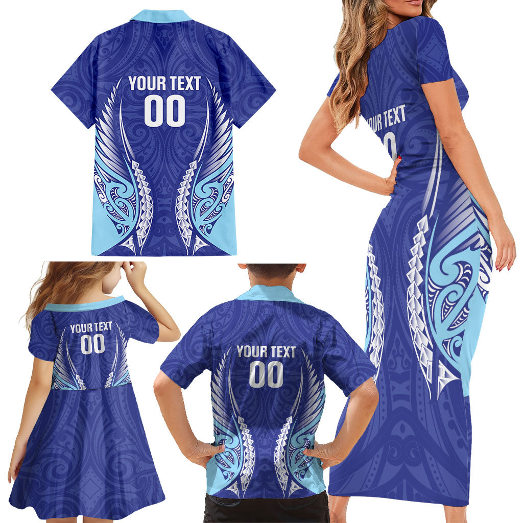 Northland 2026 Rugby Custom Family Matching Short Sleeve Bodycon Dress and Hawaiian Shirt NZ Maori Silver Fern