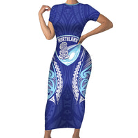 Northland 2026 Rugby Custom Family Matching Short Sleeve Bodycon Dress and Hawaiian Shirt NZ Maori Silver Fern