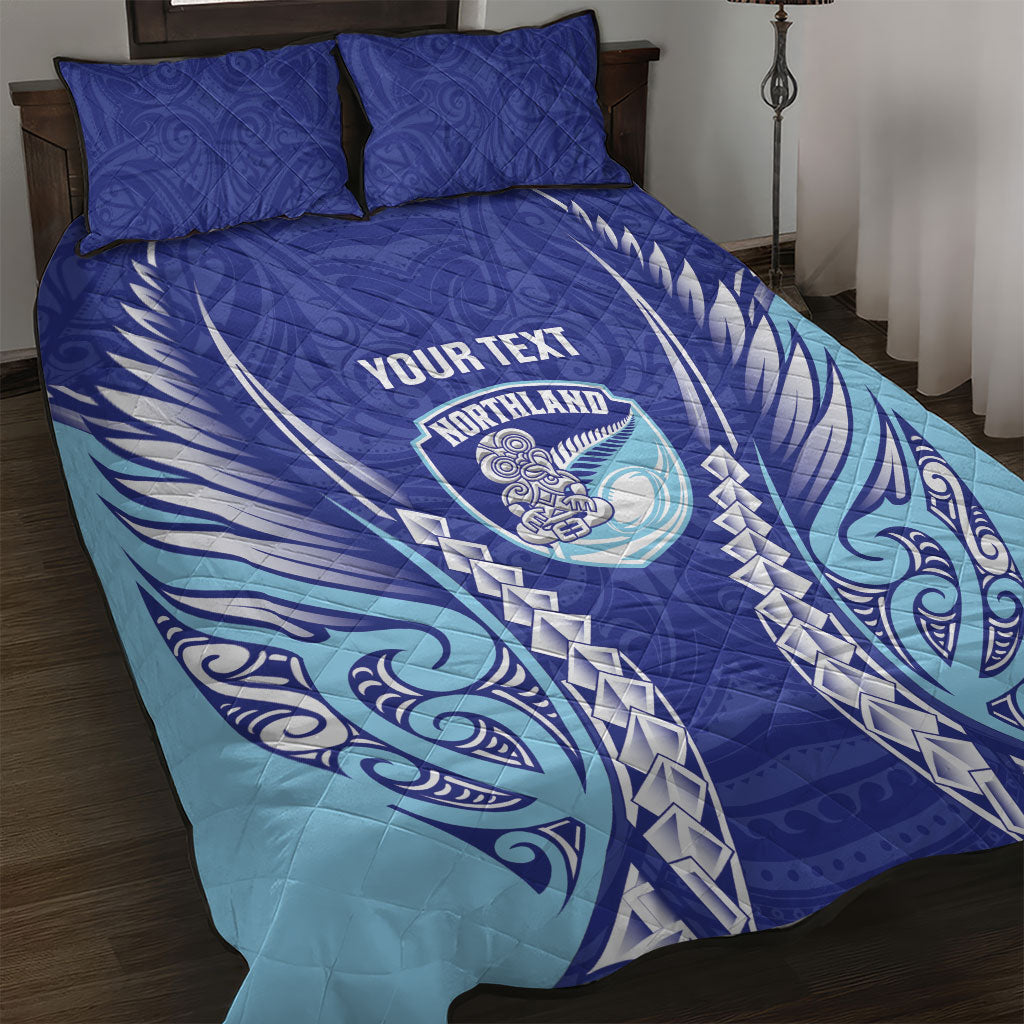 Northland 2026 Rugby Custom Quilt Bed Set NZ Maori Silver Fern LT14 Blue - Polynesian Pride