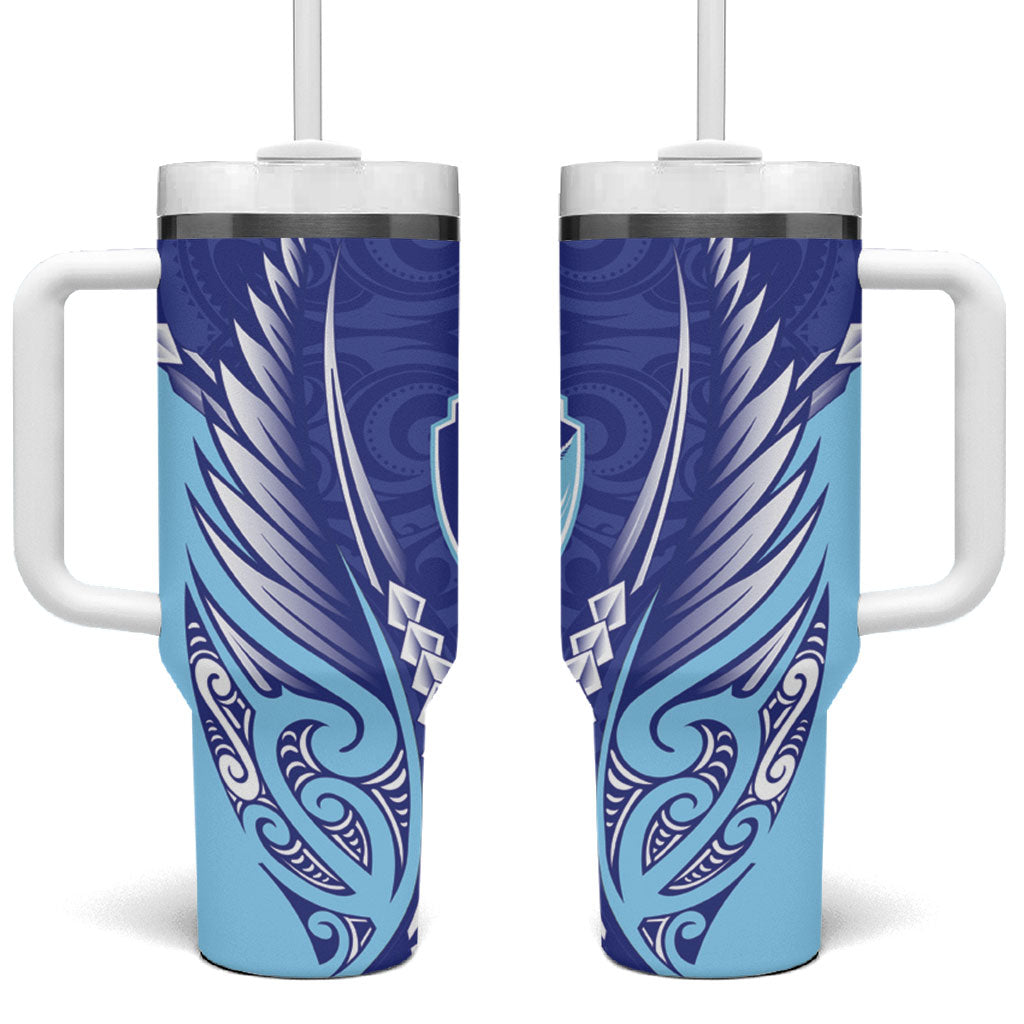 Northland 2026 Rugby Custom Tumbler With Handle NZ Maori Silver Fern LT14 One Size: 40 oz Blue - Polynesian Pride