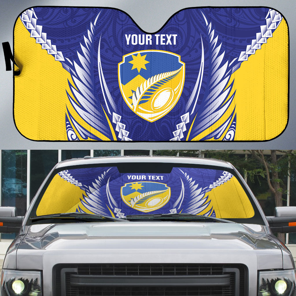 Otago 2026 Rugby Custom Auto Sun Shade NZ Maori Silver Fern LT14 Blue - Polynesian Pride
