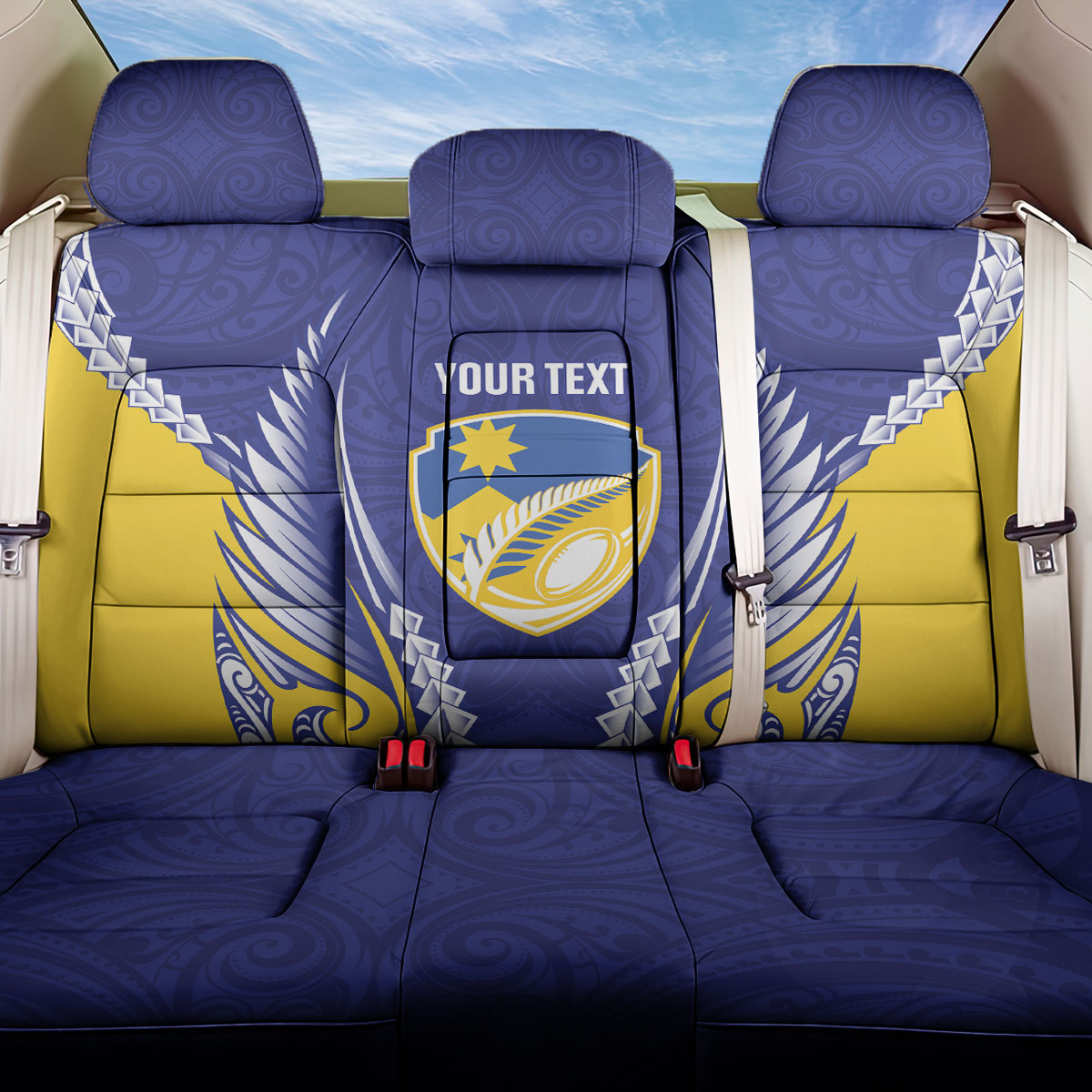 Otago 2026 Rugby Custom Back Car Seat Cover NZ Maori Silver Fern LT14 One Size Blue - Polynesian Pride